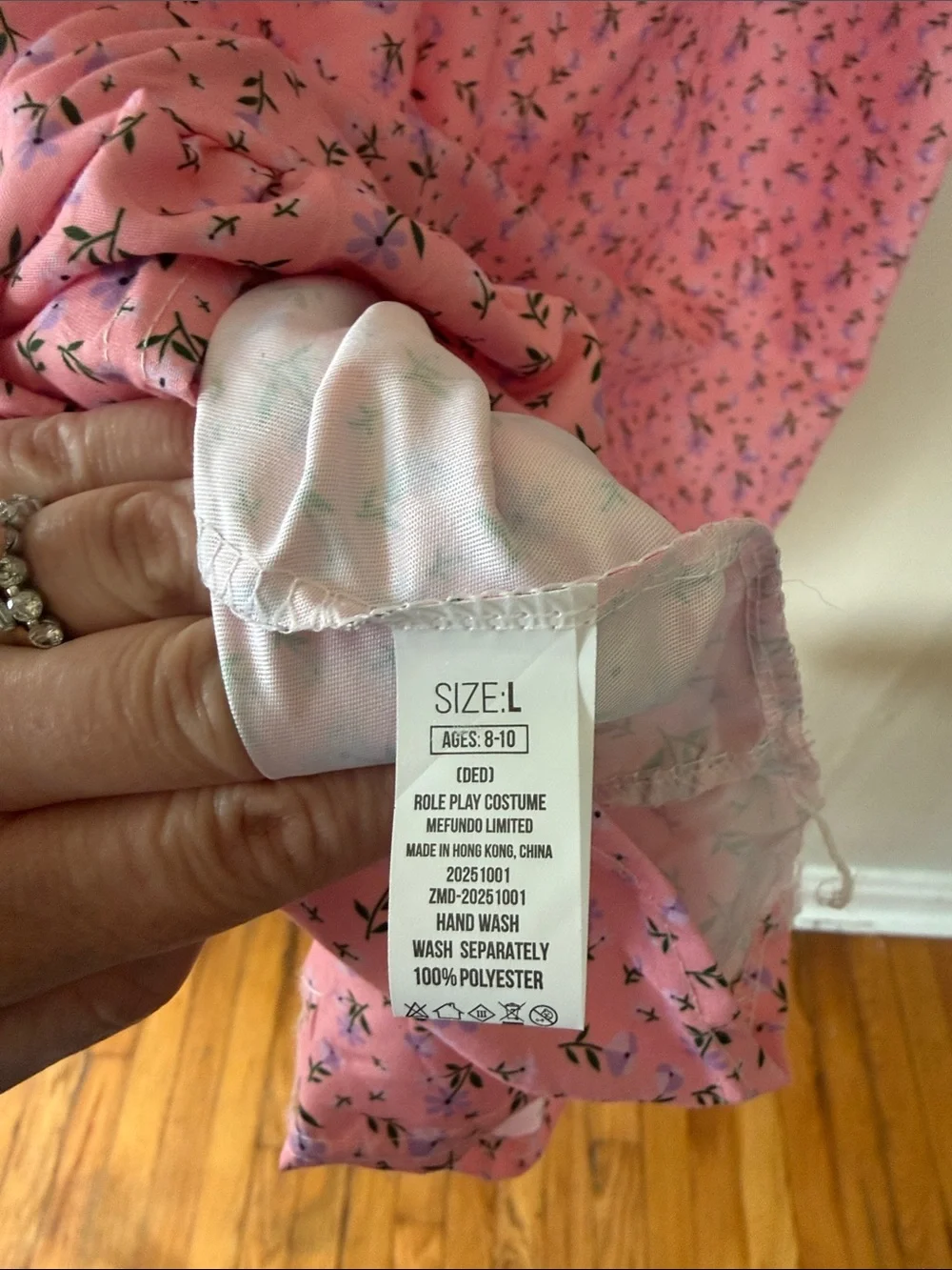 Girls Pink Floral costume with Lace Trim youth large